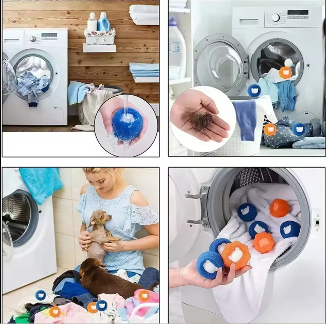 KIT 5 BOLAS QUITAPELUSAS REUTILIZABLE PARA LAVADORA Y SECADORA