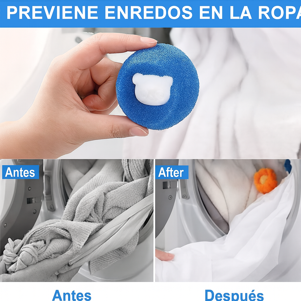 KIT 5 BOLAS QUITAPELUSAS REUTILIZABLE PARA LAVADORA Y SECADORA